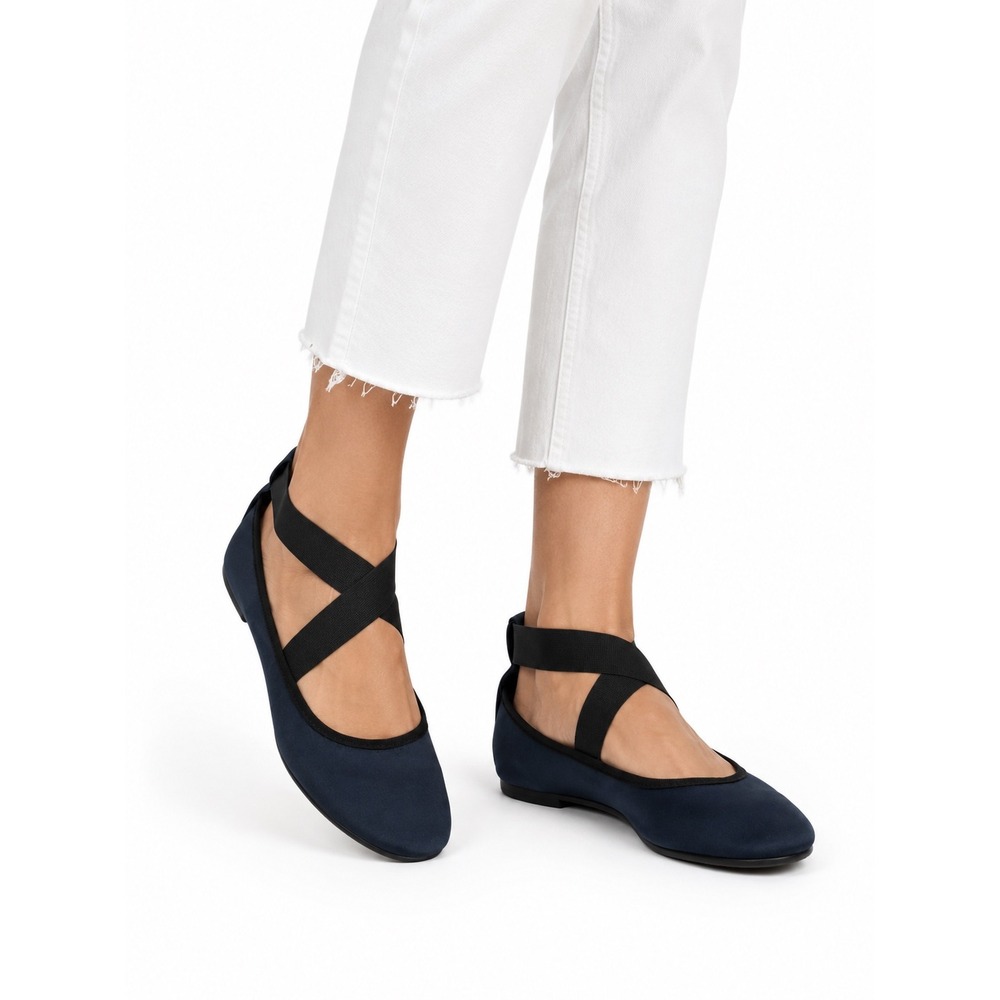 Mossimo Navy Blue Mary Jane Ballet Flats Crisscross Strap Women's Size 9